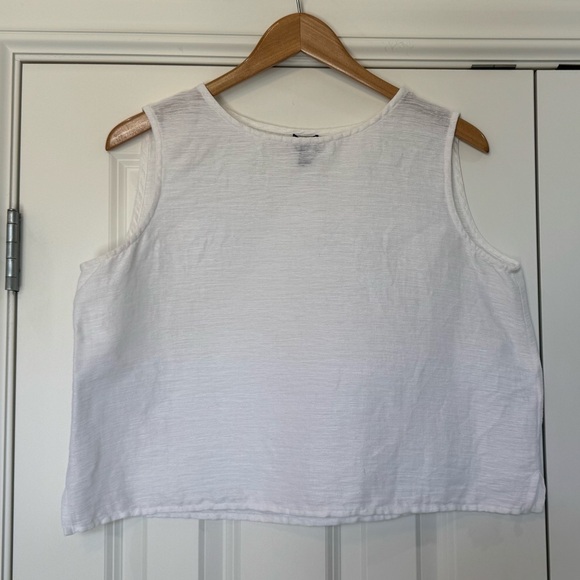 Eileen Fisher Tops - Eileen Fisher White Linen Boxy Tank Top Shirt Women’s Size Large Italian Fabric